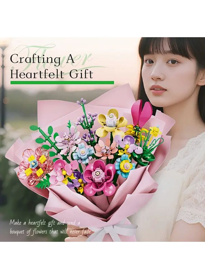 Eternal Bouquet Building Block Kit 658 Pcs 15 Flower Models DIY Home Decoration STEM Educational Toys - Image 3
