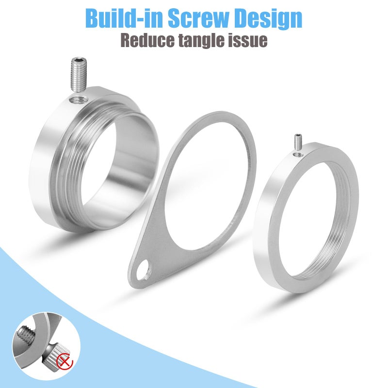BONWIN Flag Pole Rings, 1" Spinning Flagpole Ring Clips, 2 Pcs Aluminum Alloy & Steel 360Â° Rotating Anti Wrap Flag Mounting Rings with Snap Carabiners for 0.75-1.02 Inch Diamete Flagpole (Î¦1, Silver) - Image 5