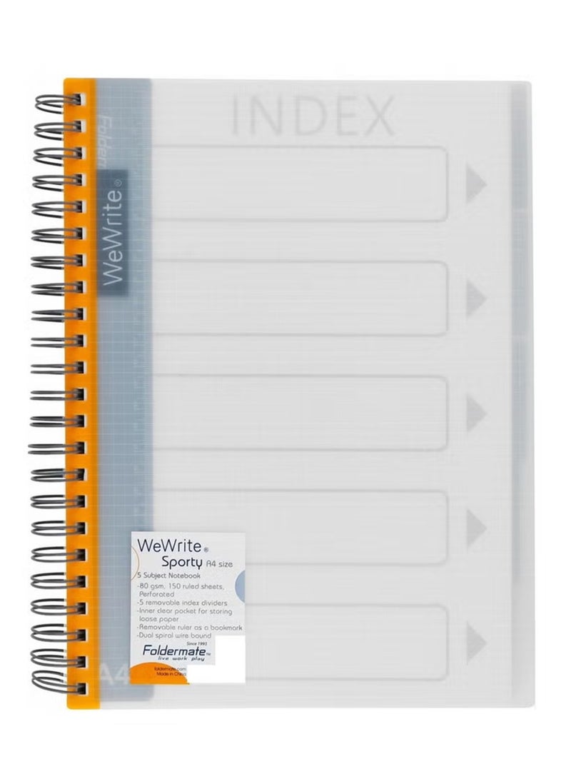 Foldermate 1-Piece A4 Size 5 Subject Lined Notebook with Index Dividers Assorted Colours - Image 3
