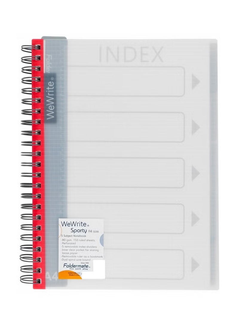 Foldermate 1-Piece A4 Size 5 Subject Lined Notebook with Index Dividers Assorted Colours - Image 4