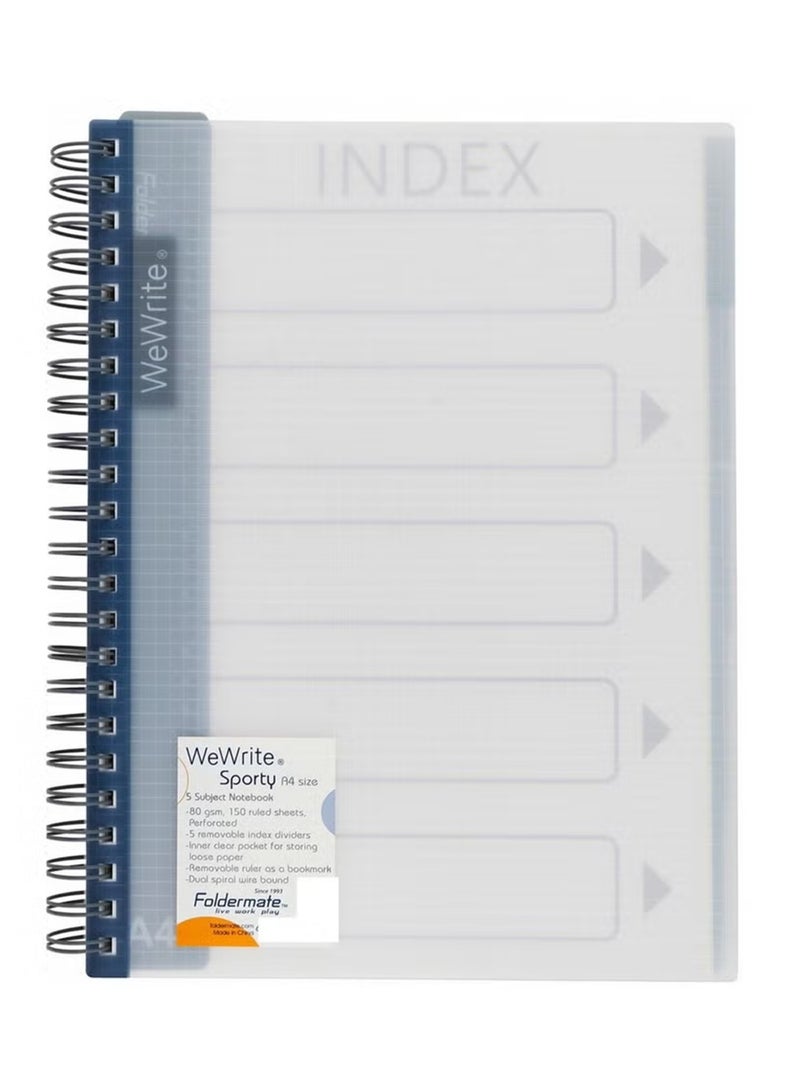 Foldermate 1-Piece A4 Size 5 Subject Lined Notebook with Index Dividers Assorted Colours - Image 5