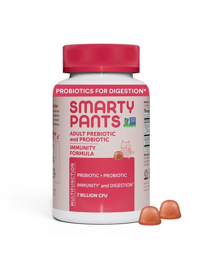 SmartyPants جواهر المناعة للبروبيوتيك للبالغين: بروبيوتيك وبريبايوتيك لدعم المناعة وراحة الهضم، كريمة الفراولة، 60 حبة فيتامين، إمداد لمدة 30 يوم، لا حاجة للتبريد - Image 1