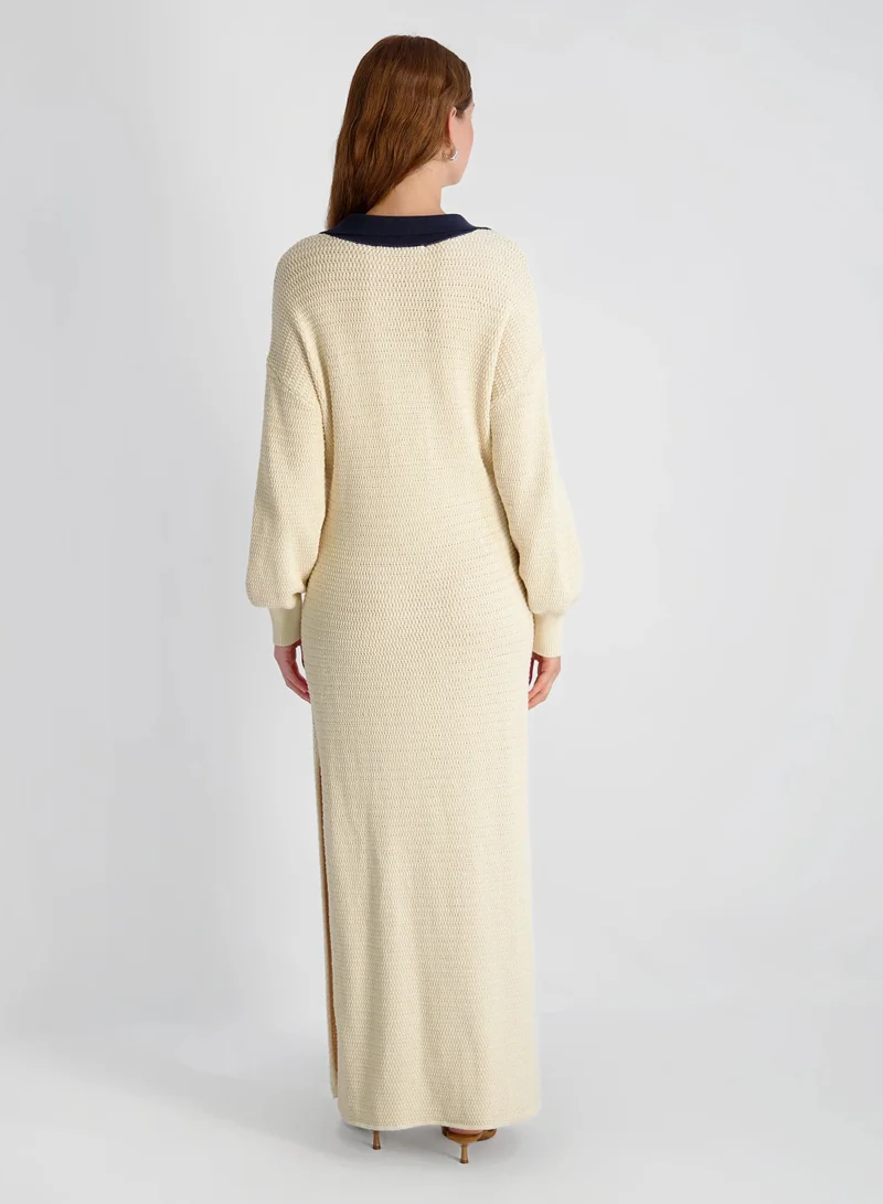 French Connection cream Mozart Cntrst Txtrd Maxi Dress for Women | Best Price UAE