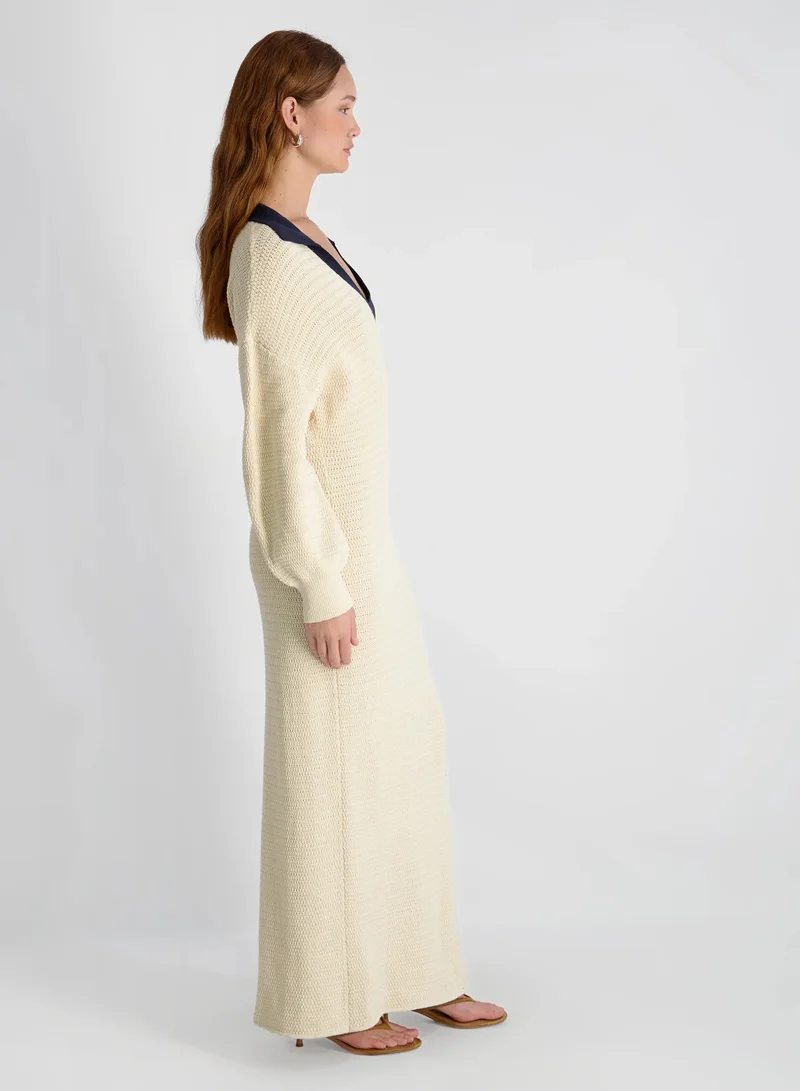 French Connection cream Mozart Cntrst Txtrd Maxi Dress for Women | Best Price UAE