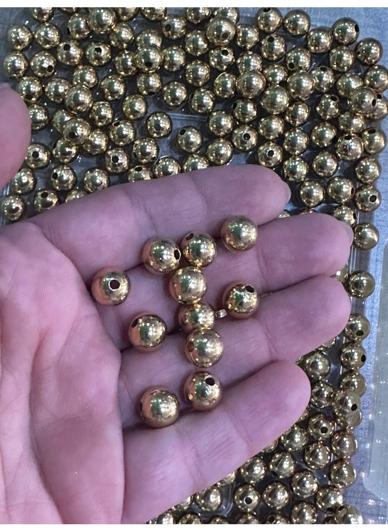 Gönülden Tasarım Heart Design 1 cm 50 Pieces Perforated Gold Yellow Beads Perforated Jewelry Hobby Beads 