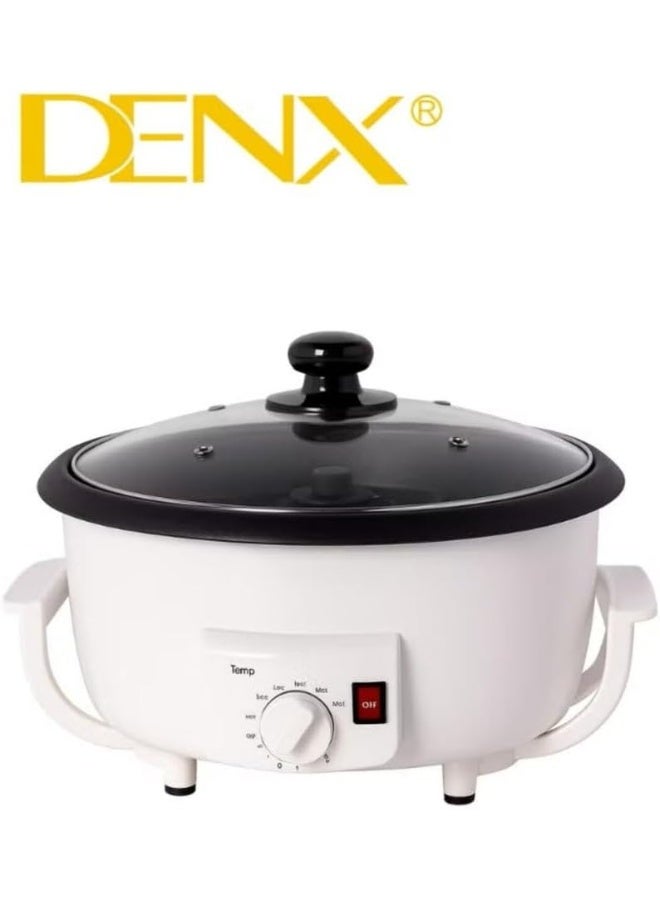 DENX DX3422 Electric Coffee Roaster & Popcorn Maker 800W | 2L Capacity | Adjustable Temperature Control | Transparent Glass Lid | Home Coffee Bean Roasting, Popcorn & Nut Maker - Image 2