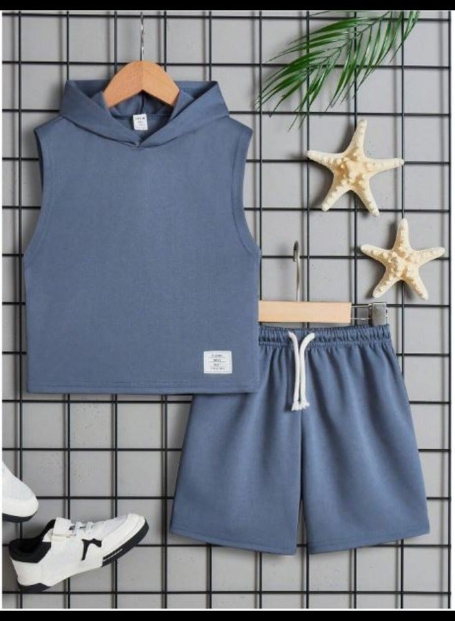 Shein SHEIN Kids EVRYDAY Young Boys' Casual Sports Vest And Shorts Two-Piece Set  - Image 1