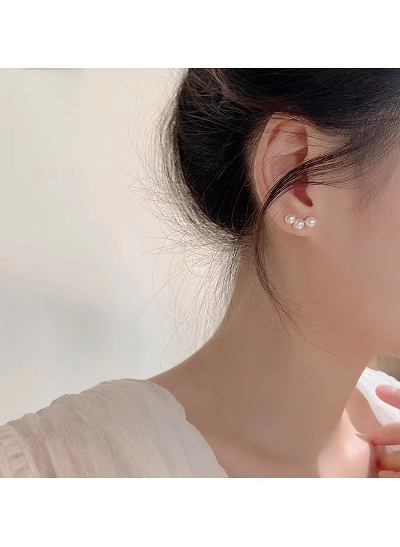 xozgdovg Smile pearl earrings for women French style elegant earrings  - Image 3