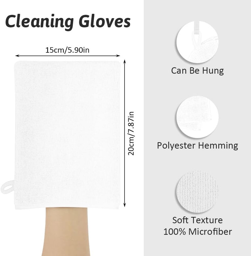 HOTUT 8 Pack Microfiber Body Wash Mitts, 15x20 cm Flannels Soft Shower Face Mitts, Face Cleansing Mitts, Soft Face Mitten, Bath SPA Cloth, Reusable Makeup Remover Mitt Gloves (White) Big & small space compatible - Image 2