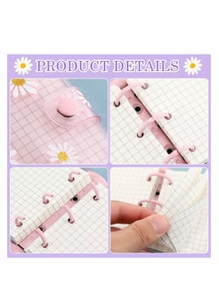 Y&D 3 Ring Binder Covers 2Pcs Mini with Inner Paper Daisy PVC Notebook Loose Leaf Journal Round Protector  - Image 4