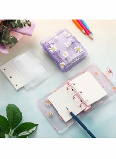 Y&D 3 Ring Binder Covers 2Pcs Mini with Inner Paper Daisy PVC Notebook Loose Leaf Journal Round Protector  - Image 3