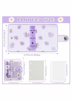 Y&D 3 Ring Binder Covers 2Pcs Mini with Inner Paper Daisy PVC Notebook Loose Leaf Journal Round Protector  - Image 2