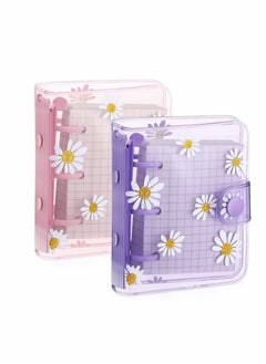 Y&D 3 Ring Binder Covers 2Pcs Mini with Inner Paper Daisy PVC Notebook Loose Leaf Journal Round Protector  - Image 1