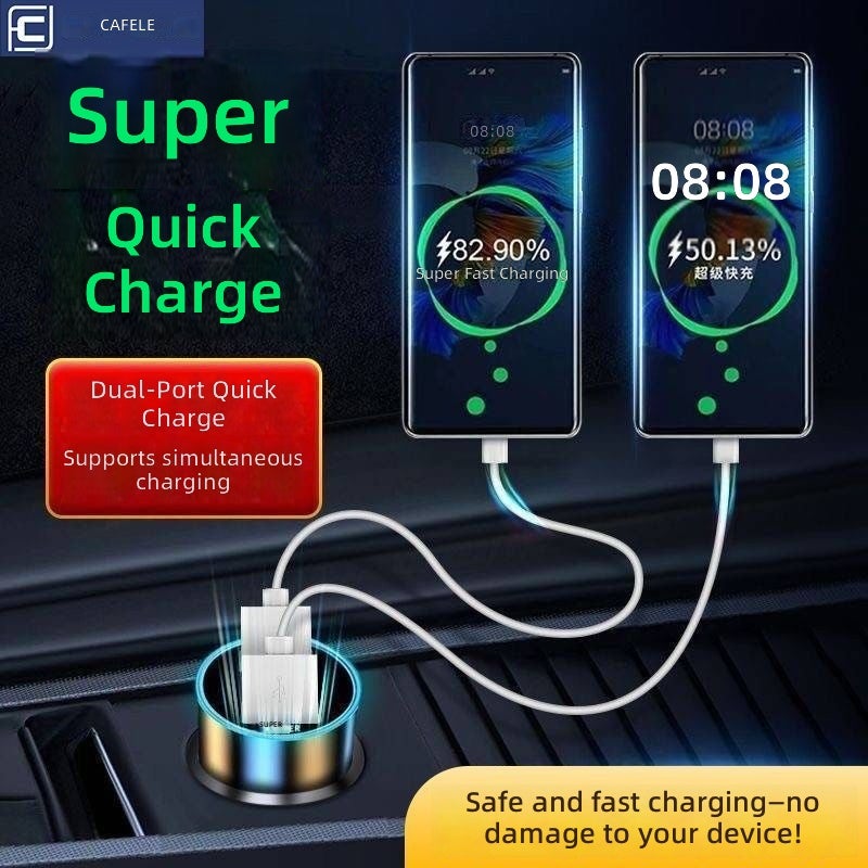 Cafele Car Phone Charger - Super Fast Dual USB Quick Charge with Cigarette Lighter Adapter - Image 3