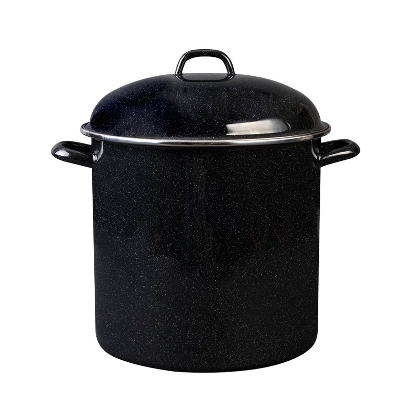Granite Ware Granite Ware 15 Qt Heavy Gauge Stock Pot with Lid Speckled Black Enamelware Stainless Steel Suitable for cooktops oven to table Dishwasher Safe 