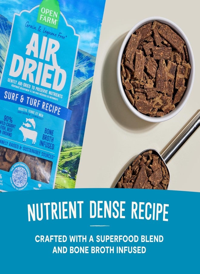 Open Farm أوبن فارم، طعام كلاب مجفف بالهواء، غني بمرق العظام، خالٍ من الحبوب والبقوليات، وجبة كاملة أو إضافة للطعام، بنكهة سيرف آند تيرف، كيس 1 رطل - Image 4