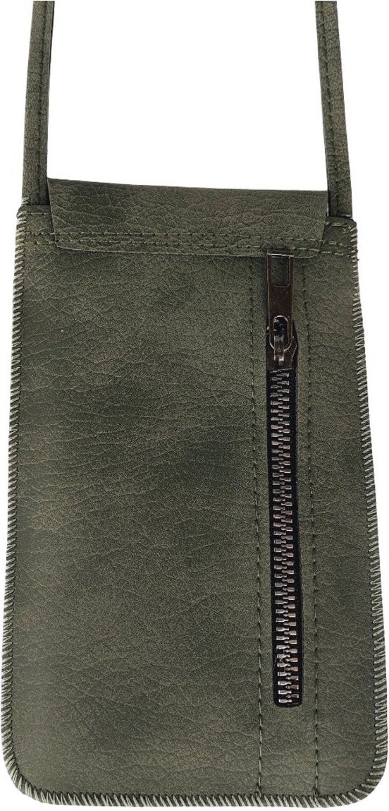 Cemmys Women's Cross Nubuck Shoulder Phone Bag Case - Khaki  - Image 2