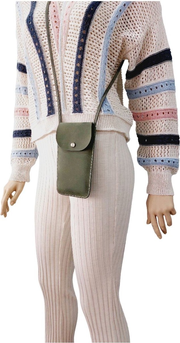 Cemmys Women's Cross Nubuck Shoulder Phone Bag Case - Khaki  - Image 3