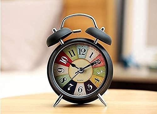 SHREE HANS CREATION Brass Vintage Twin Bell Table Top Alarm Clock with Night LED Light Analog Display Extra Loud Alarm Sound Black Clock for Wake-up Time Morning Walk Home Decor (Black, 11cm) - Image 2
