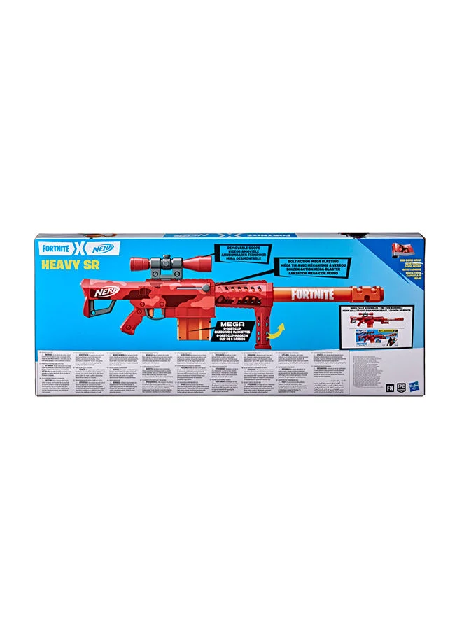 NERF Fortnite Heavy SR Blaster, Longest Fortnite Blaster Ever, Removable Scope, Bolt Action, 6 Official Mega Darts, 6-Dart Clip