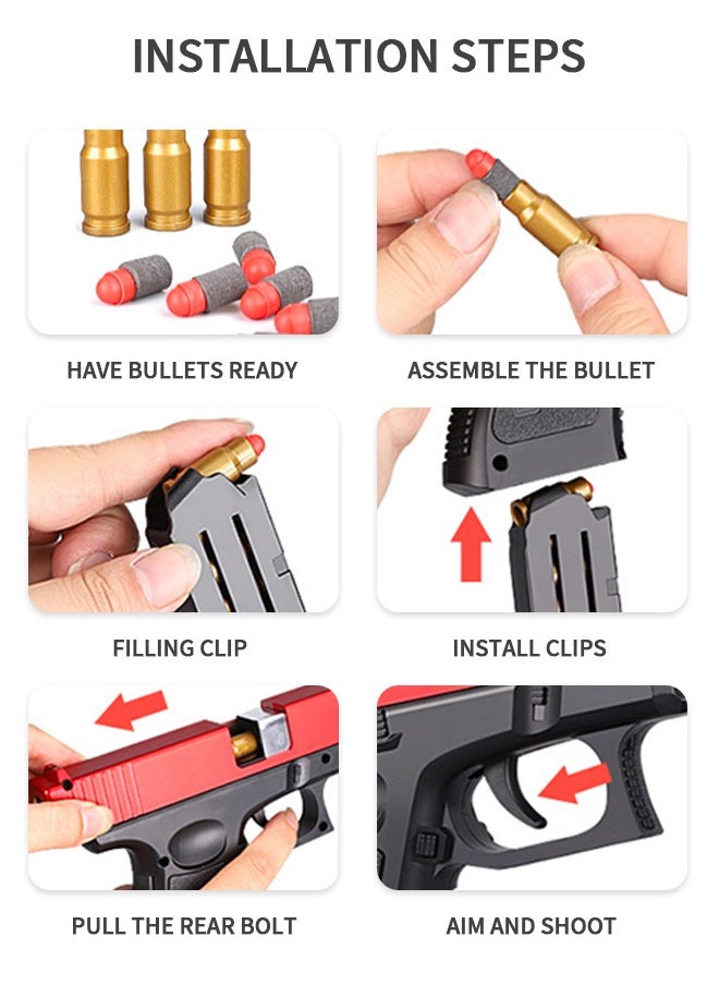 GROIC - Toy Gun with Soft Bullet, Shell Ejection Soft Bullet Toy Pistol, Pistol Toy Foam Shock Wave Soft Bullet Game Gun with Goggles, Muffler, Educational Toy Model for Children - Image 1