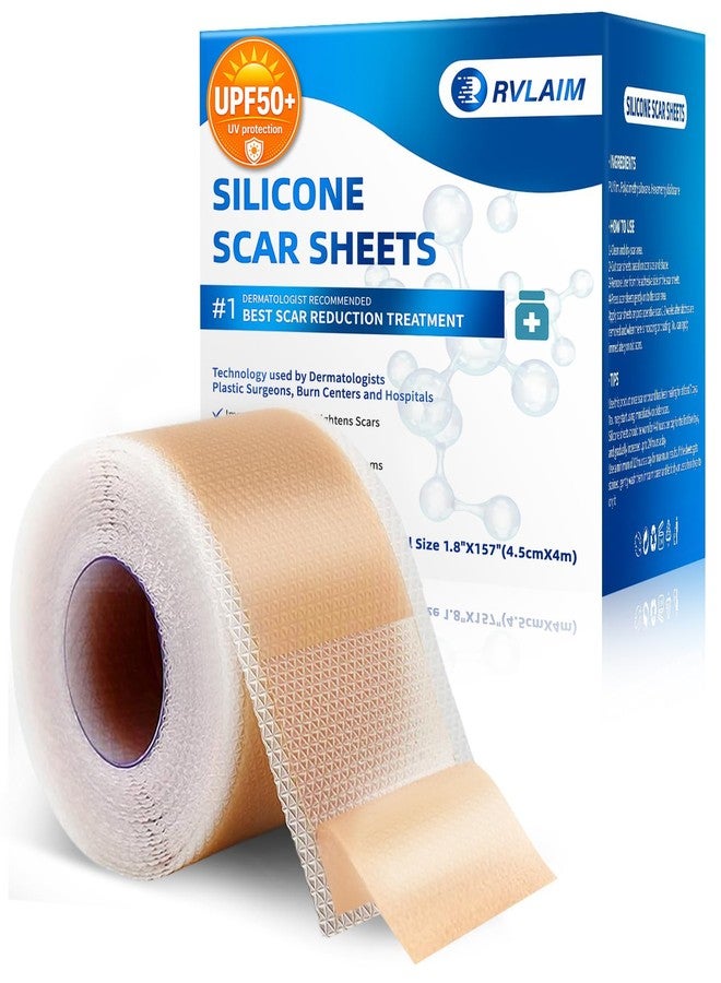 Rvlaim UPF50+ Silicone Scar Sheets with UV Protection(1.8”x 157" Roll Reusable Sheets to Soften, Flatten Fade Scars, Reduce Redness for Surgical, C-Section, Burn, Keloid, and Hypertrophic Scars - Image 1