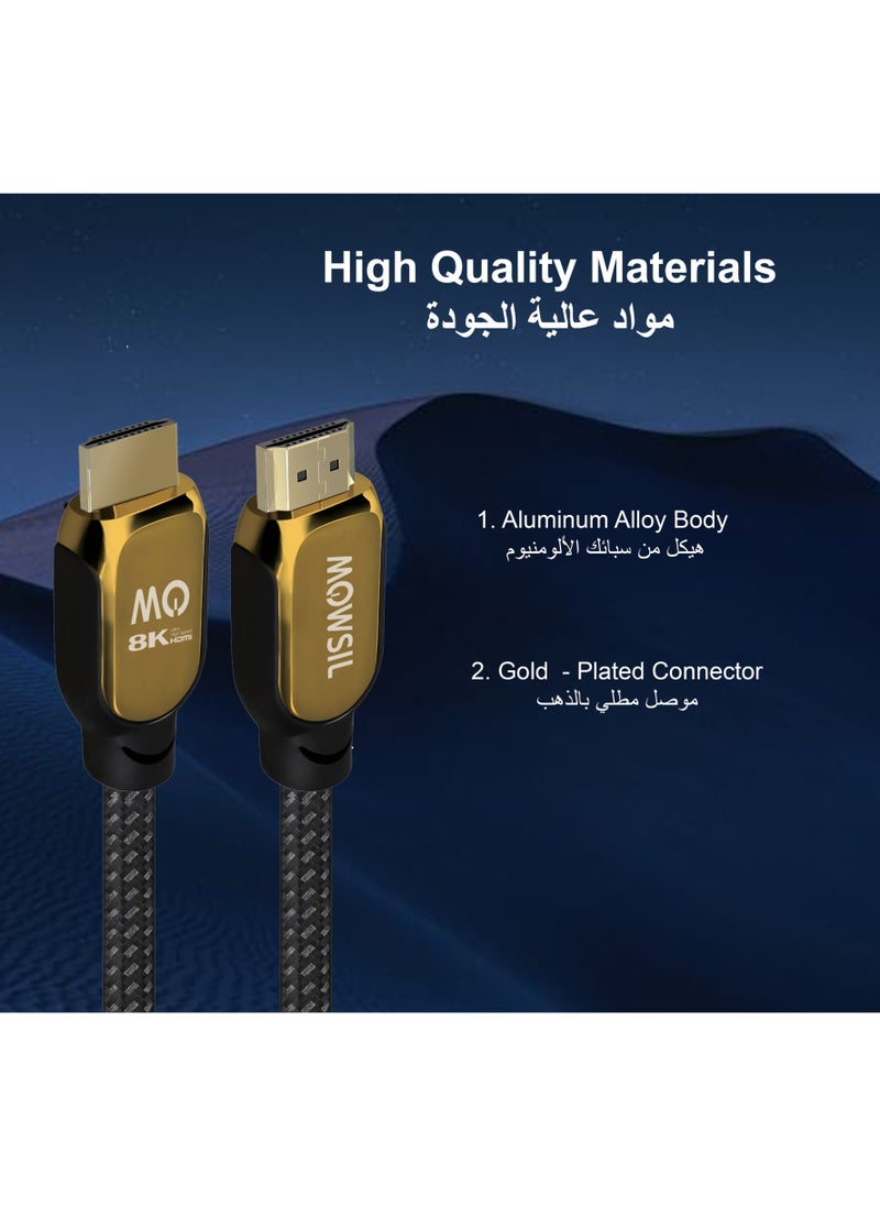 MOWSIL 8K HDMI Cable 2.1 3Mtr, 8K@60Hz HDMI 2.1 48Gbps High-Speed HDMI to HDMI Video Ultra HD 3D 8K HDMI Braided Compatible with MacBook Pro TV Switch Xbox PS5 Laptop  - Image 5