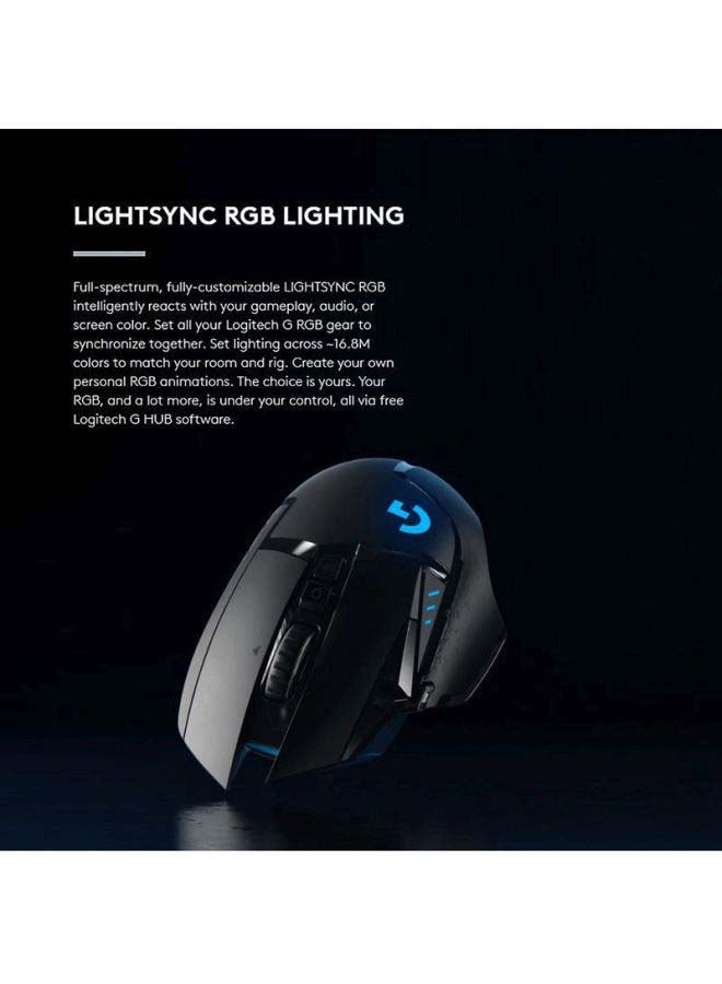 Logitech G502 Lightspeed Wireless Optical Gaming Mouse with RGB Lighting Black/Blue - Image 3
