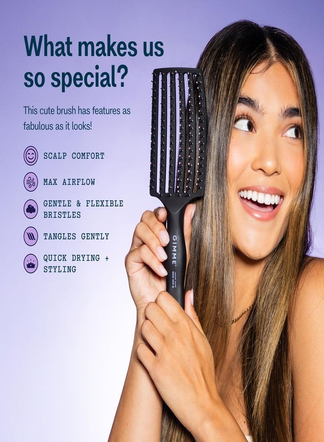 Gimme Beauty Vented Detangling Brush - Quick-Dry, Heat-Resistant Wet Brush for Thick or Thin Locks - Supports Healthy Hair - Flexible Curved Design for Fine Locks - Thick Hair - Image 3