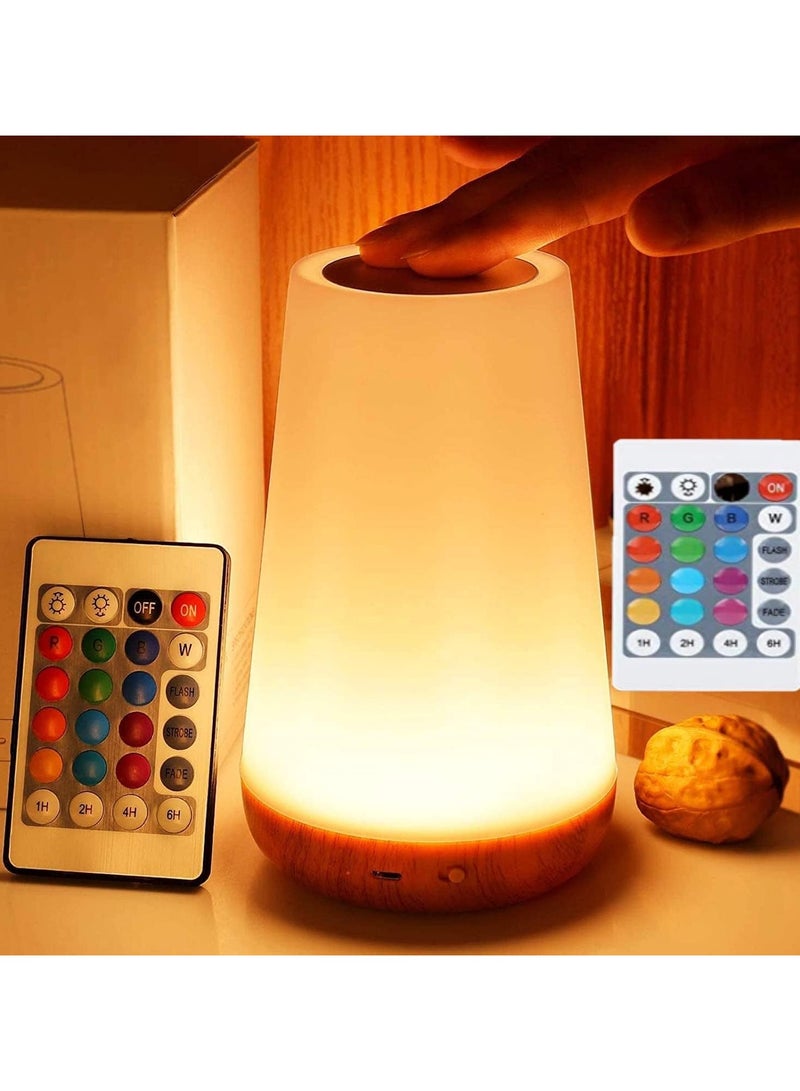 ORiTi LED night light, bedside table lamp for baby kids room bedroom outdoor, dimmable eye caring desk lamp with color changing touch senor remote control USB rechargeable  - Image 1