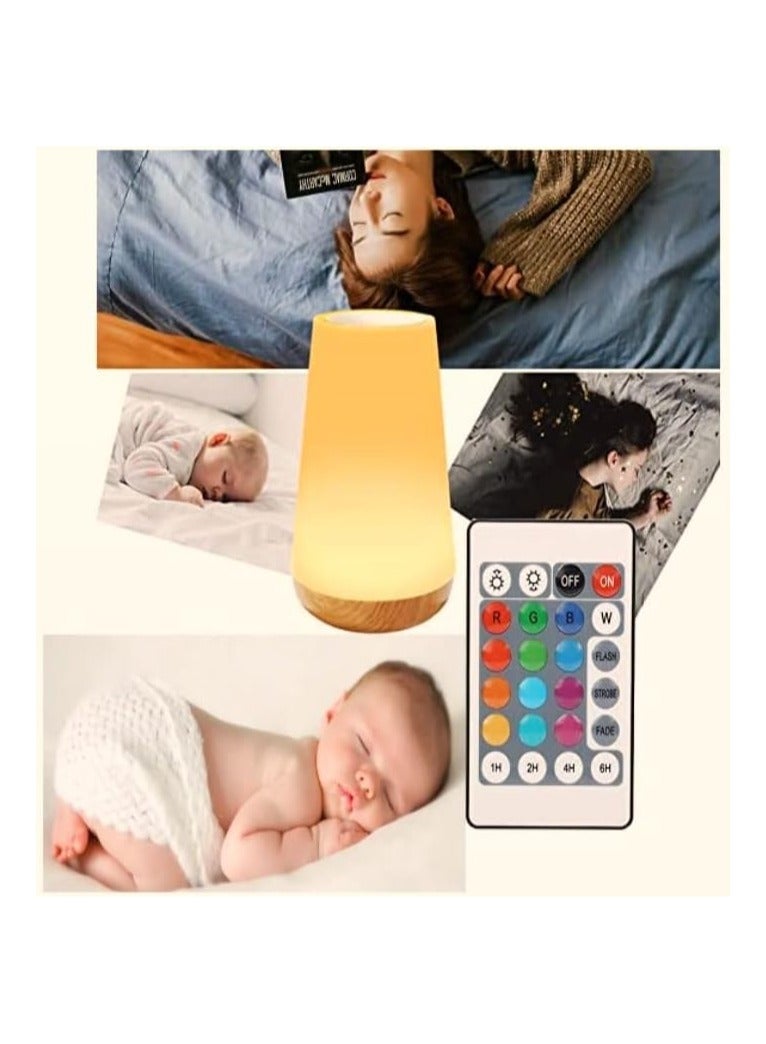 ORiTi LED night light, bedside table lamp for baby kids room bedroom outdoor, dimmable eye caring desk lamp with color changing touch senor remote control USB rechargeable  - Image 3