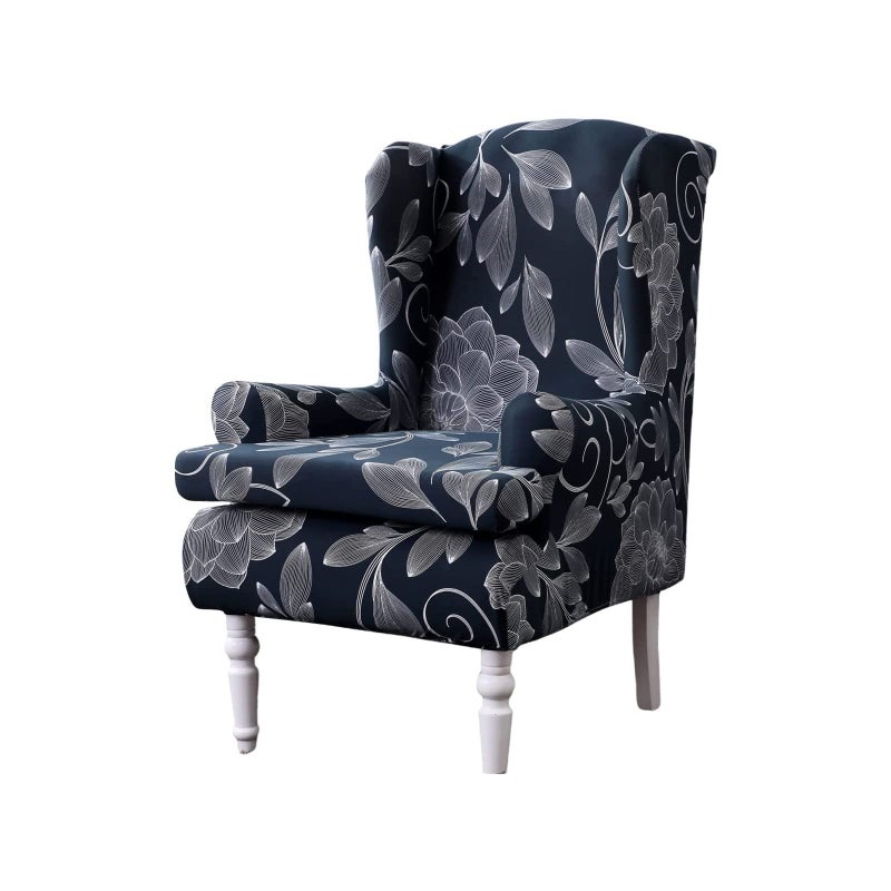 HAOYONG Wing Chair Slipcovers Printed Wingback Chair Covers 2 Pieces Wingback Armchair Slipcover Stretch Chair Slip Covers Washable Armchair Protector Cover for Living Room and Bedroom