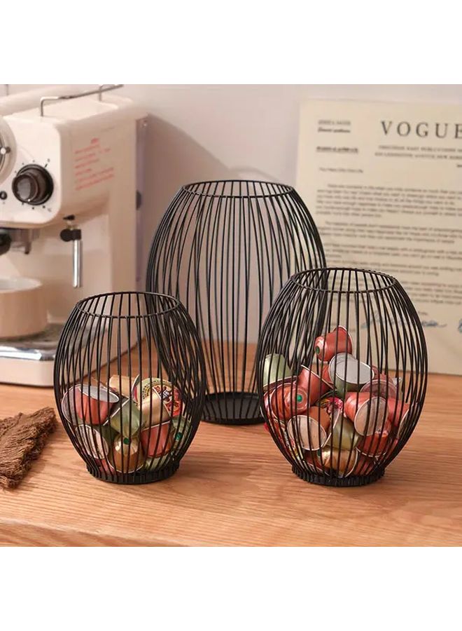 Medium Black Iron Coffee Capsule Storage Basket Wire Mesh Organizer For Kitchen Home - Image 4