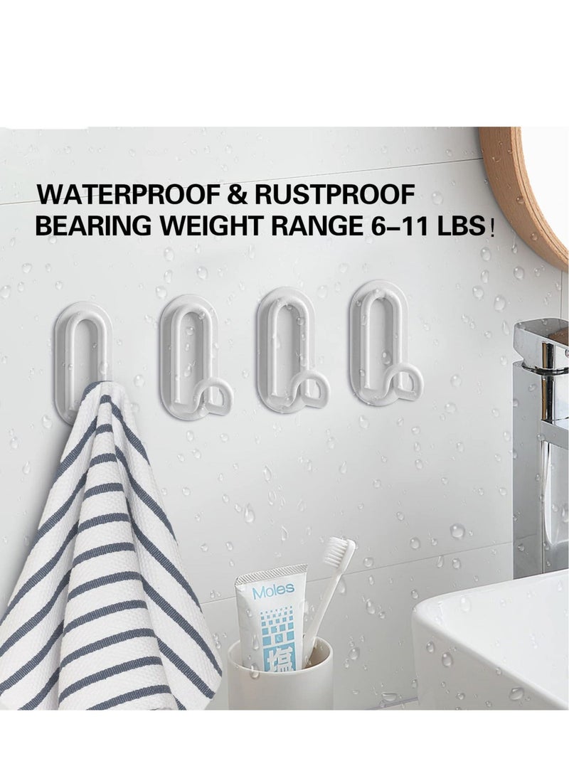 Adhesive Hooks, Matte White Towel Hook, Sticky Hanger for Kitchen and Door, Bathroom Wall Hooks for Hanging Towel Robe Hat Coat Key, 4Packs - Image 4