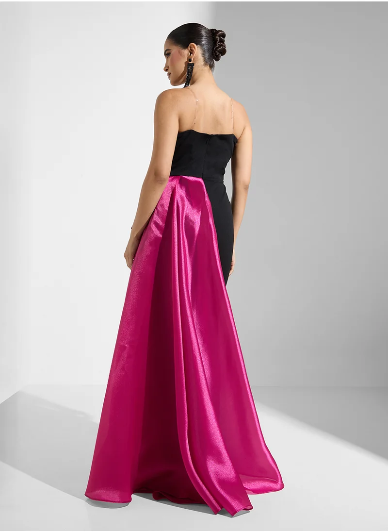 Namshi x Off Shoulder Gown With Contrast Trail