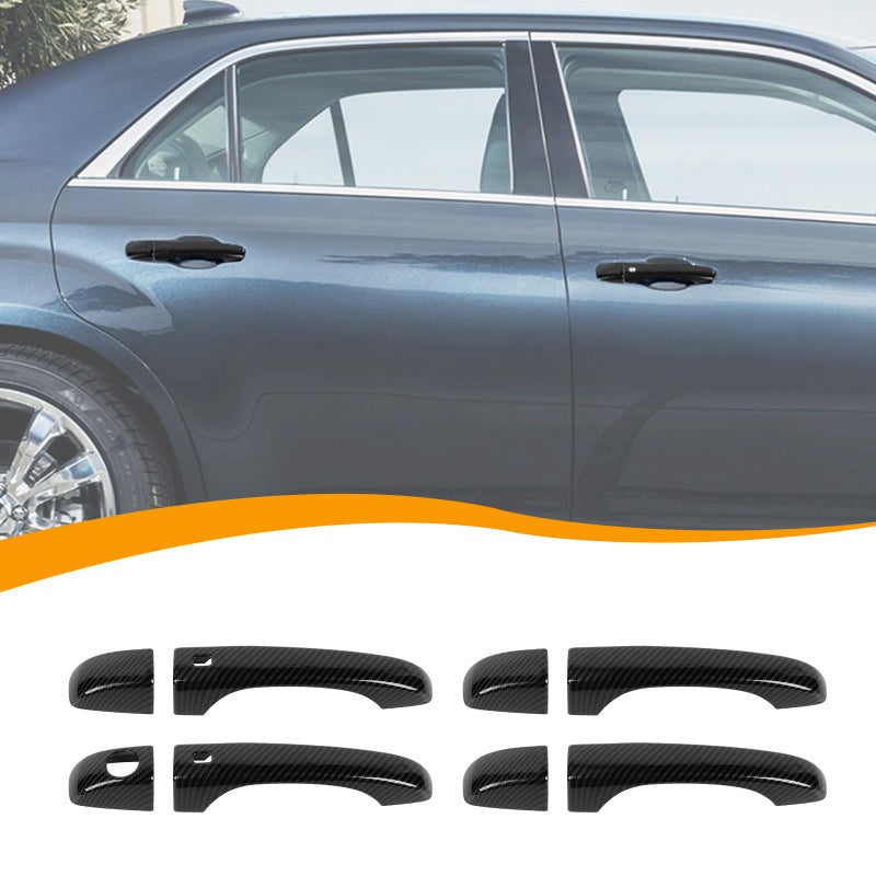 Hoolcar Exterior Door Handle Cover Outdoor Handle Trim Decor Compatible with Chrysler 300 20112023 Carbon Fiber 2PCs