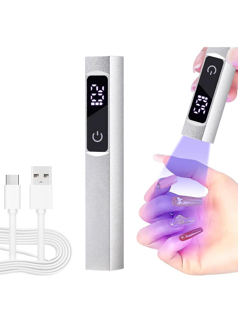 Remy Belle Mini UV LED Nail Lamp for Gel Nails, 2.0 Handheld UV Light for Fast Curing with Touch Screen- Silver  - Image 1