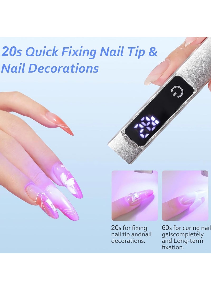 Remy Belle Mini UV LED Nail Lamp for Gel Nails, 2.0 Handheld UV Light for Fast Curing with Touch Screen- Silver  - Image 5