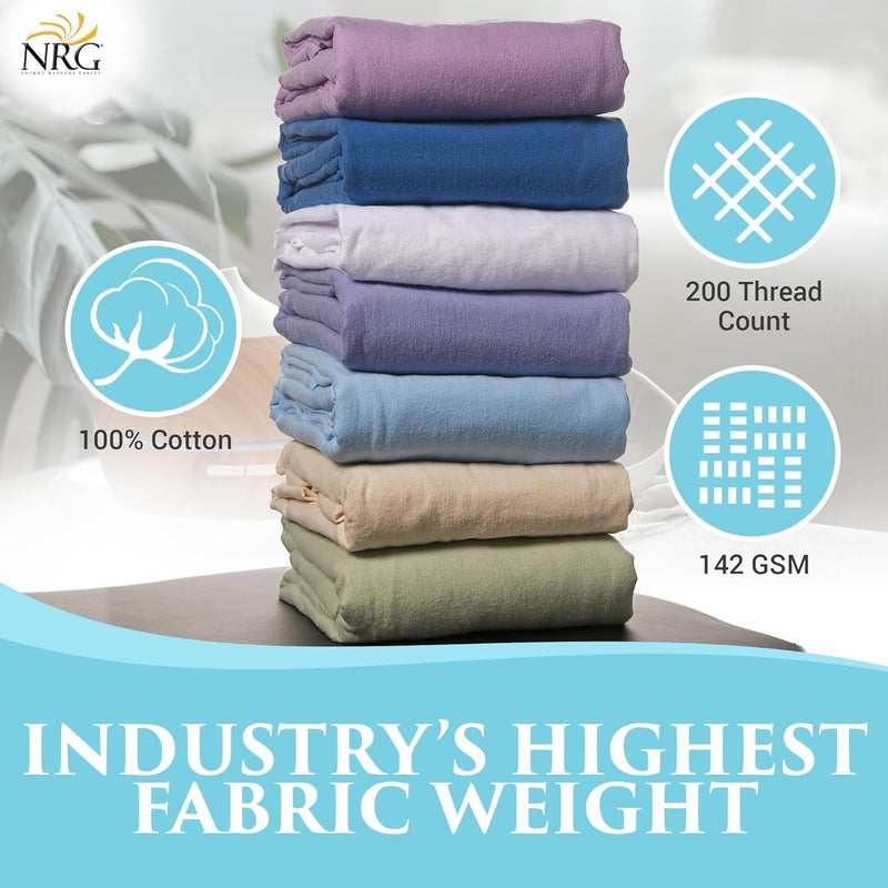 NRG أوراق طاولة تدليك فاخرة من الفلانيل - 100% قطن فلانيل - 160 جرام لكل متر مربع، 200 خيط - قطن مزدوج ناعم - بحجم كبير لتغطية أفضل - 63" × 100" - لون ميرلوت - Image 4