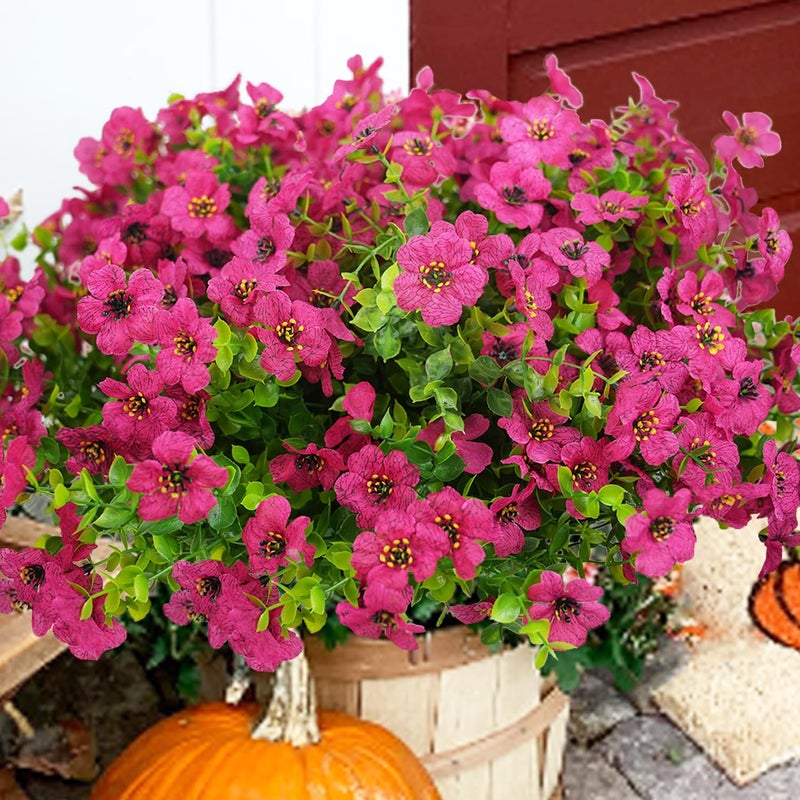 trytuny Artificial Flowers for Outdoor, UV Resistant Fake Silk Flowers, Realistic Faux Plants for Outside Indoor Porch Patio Window Box Planter Home Decor (20, Rosy) - Image 3