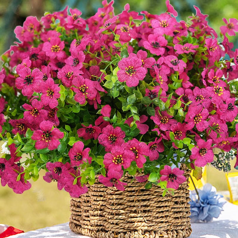 trytuny Artificial Flowers for Outdoor, UV Resistant Fake Silk Flowers, Realistic Faux Plants for Outside Indoor Porch Patio Window Box Planter Home Decor (20, Rosy) - Image 1