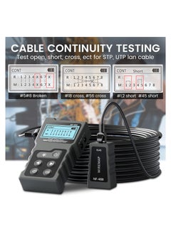 SYOSI جهاز اختبار كابل الشبكة RJ45، مجموعة اختبار كابل إيثرنت Poe متعددة الوظائف لـ CAT5e/CAT6/CAT6a، جهاز اختبار استمرارية كابل الشبكة، اختبار حلقة الرجوع للتيار المستمر، جهاز فحص Poe، تحديد مسافة الخطأ  - Image 2