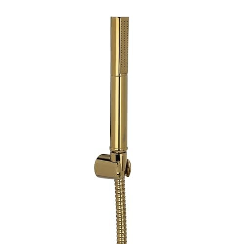 Hindware Italian Collection F160150PGD Hand Shower for Bathroom | Made of Brass | comes with 1.5-meter Stainless Steel Flexible Hose Pipe & Wall-hook | Round Body | Rain Shower | Color - Gold - Image 2