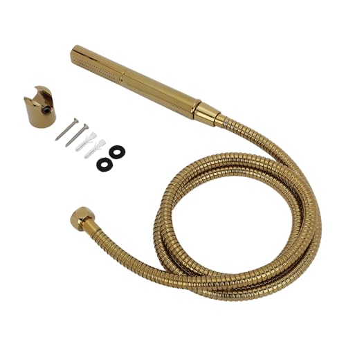 Hindware Italian Collection F160150PGD Hand Shower for Bathroom | Made of Brass | comes with 1.5-meter Stainless Steel Flexible Hose Pipe & Wall-hook | Round Body | Rain Shower | Color - Gold - Image 3