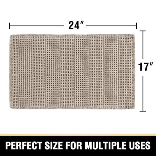 H.VERSAILTEX HVERSAILTEX Upgraded Waffle Bath Mat Super Absorbent Bathroom Mats Non Slip Bath Rugs for Bath Floor Machine Washable Dry Fast Bathroom Rugs for Beside Tub 17 x 24 Irish Cream - Image 3