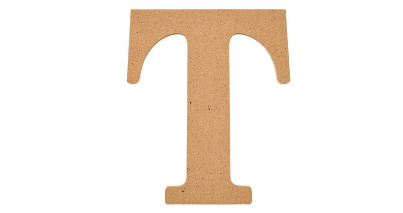 AVENZA MDF Wooden Alphabets Letters Cutouts Big Size for Wall Decoration Decor Walls Hanging Large for Birthday Family Wedding Anniversary Art Craft Letter 9 inch (T) - Image 1