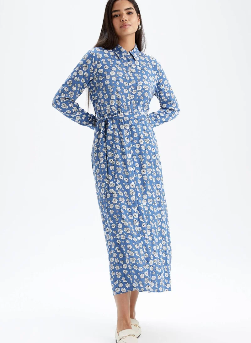 DeFacto Belted Floral Print Dress