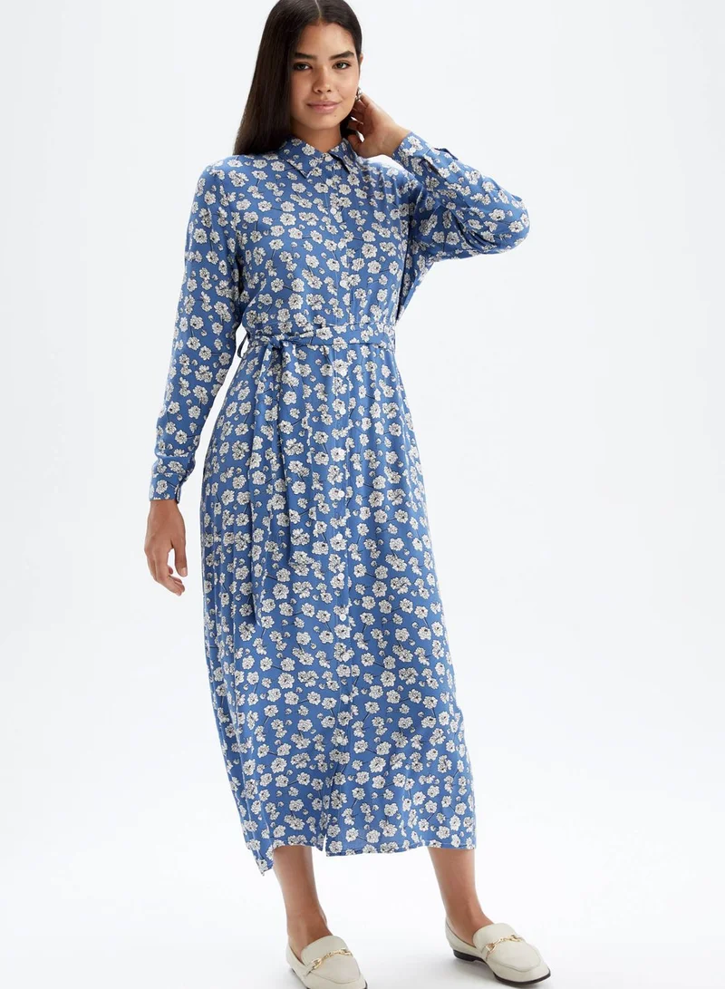 DeFacto Belted Floral Print Dress
