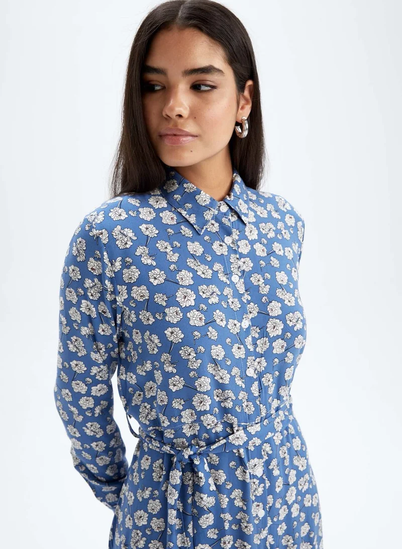 DeFacto Belted Floral Print Dress
