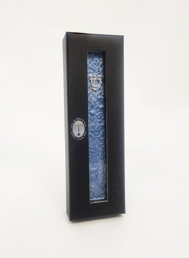 رايت لايت مزوزة فنية من الزجاج الأزرق المحبب من رايت لايت - مصنوعة يدويًا بلمسات فضية، بتصميم متدرج اللون الأزرق - ديكور منزلي أنيق، شريط لاصق سهل التركيب للتعليق على الباب أو الحائط، قطعة فنية لمدخل منزلك - Image 2